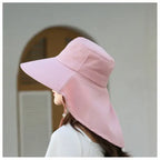 Ladies UV sun protection bucket hat in pink, designed for stylish sun safety