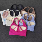 Collection of soft and stylish ladies workout clothes set including various sporty bras in multiple colors