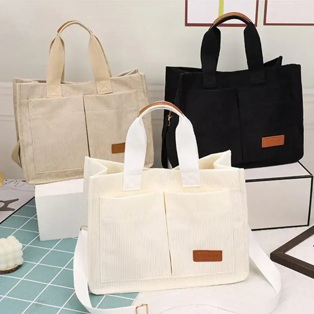 Large capacity handbag set in beige, black, and white for versatile daily use