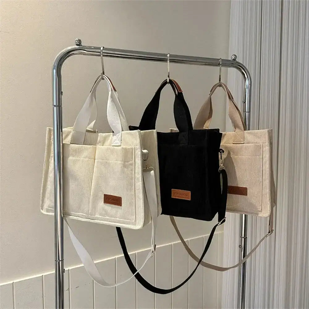 The Lady's Haven large capacity handbag collection in cream, black, and beige with versatile design