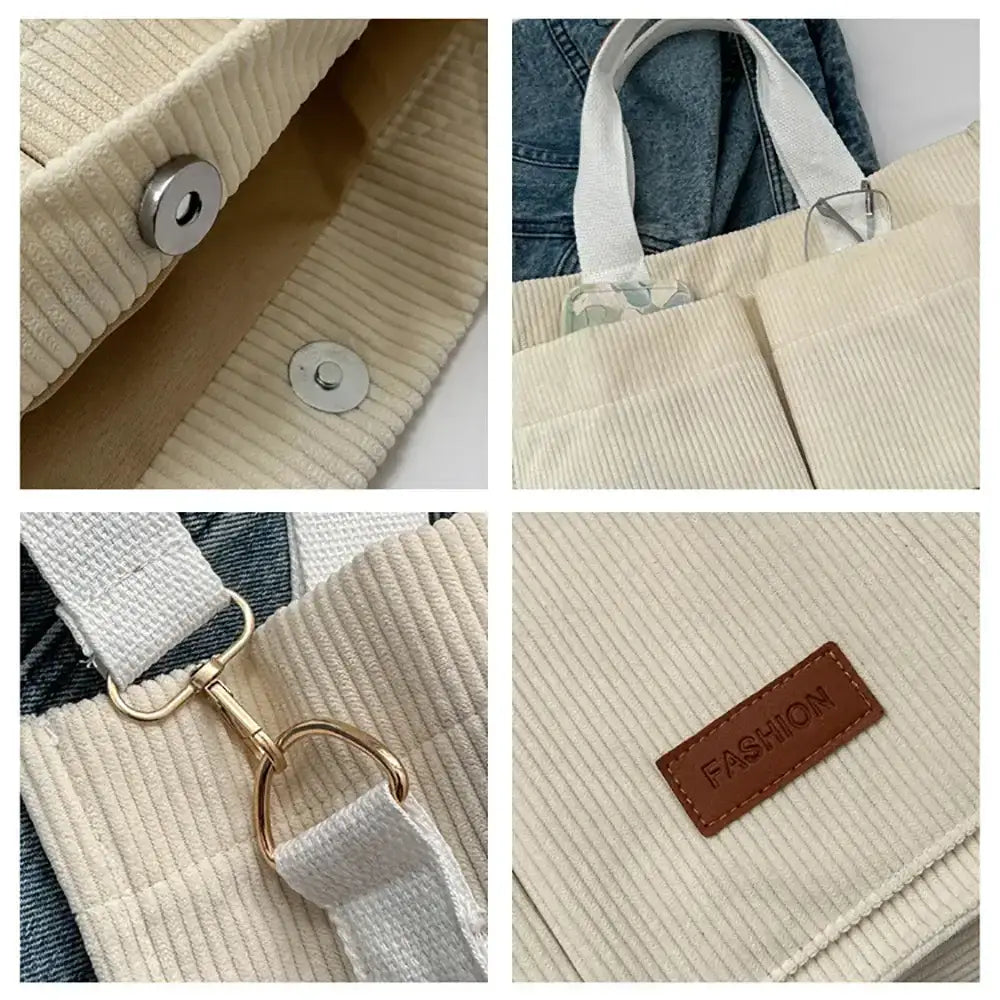 The Lady's Haven large capacity handbag with durable corduroy fabric and stylish design
