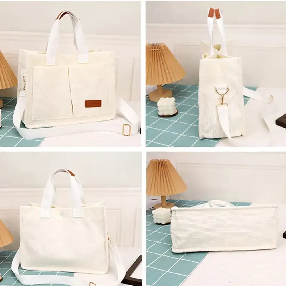 Large capacity handbag from The Lady's Haven in stylish white with multiple compartments