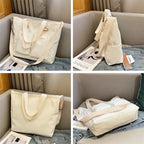 Stylish large capacity shopper handbag in cream with spacious interior for daily essentials