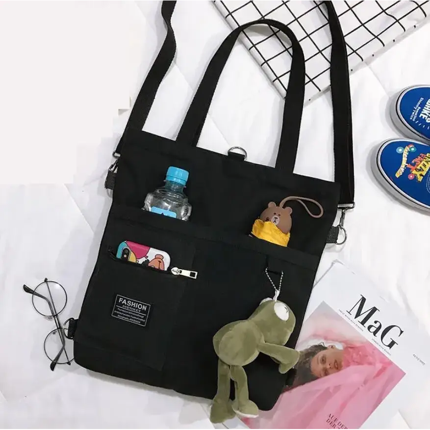 Stylish large capacity tote bag for women featuring multiple pockets and adjustable straps