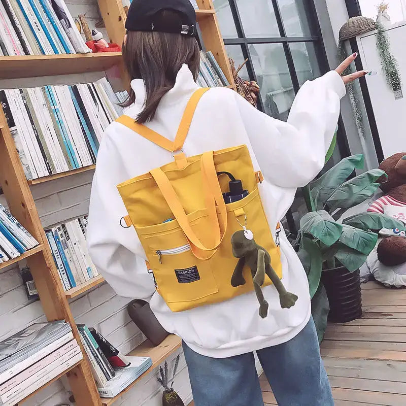 Stylish large capacity tote bag for women in yellow, perfect for everyday use and casual outings