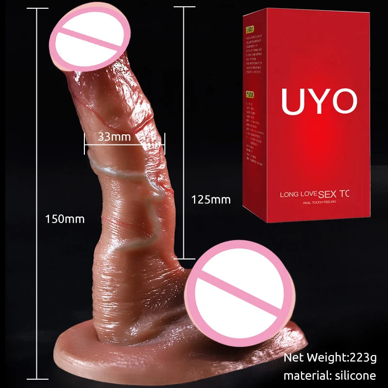 Large silicone dildo with suction cup for versatile pleasure and easy attachment