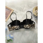 Leopard print push up bra with black straps and hook closure from The Lady's Haven Boutique