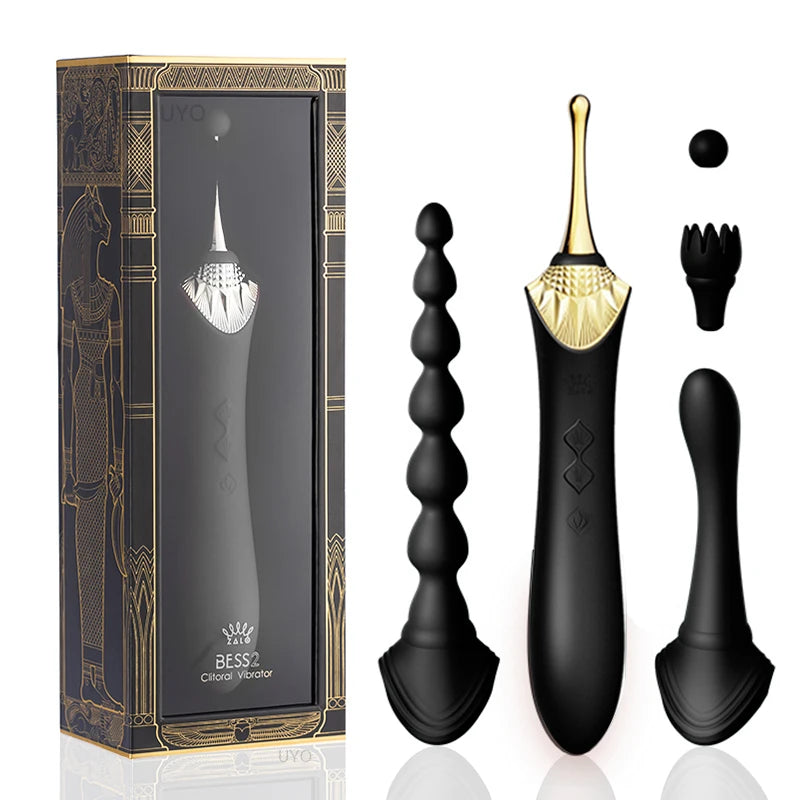 Luxury Interchangeable-Head Vibrator Gift Set with elegant design and multiple head attachments for enhanced pleasure