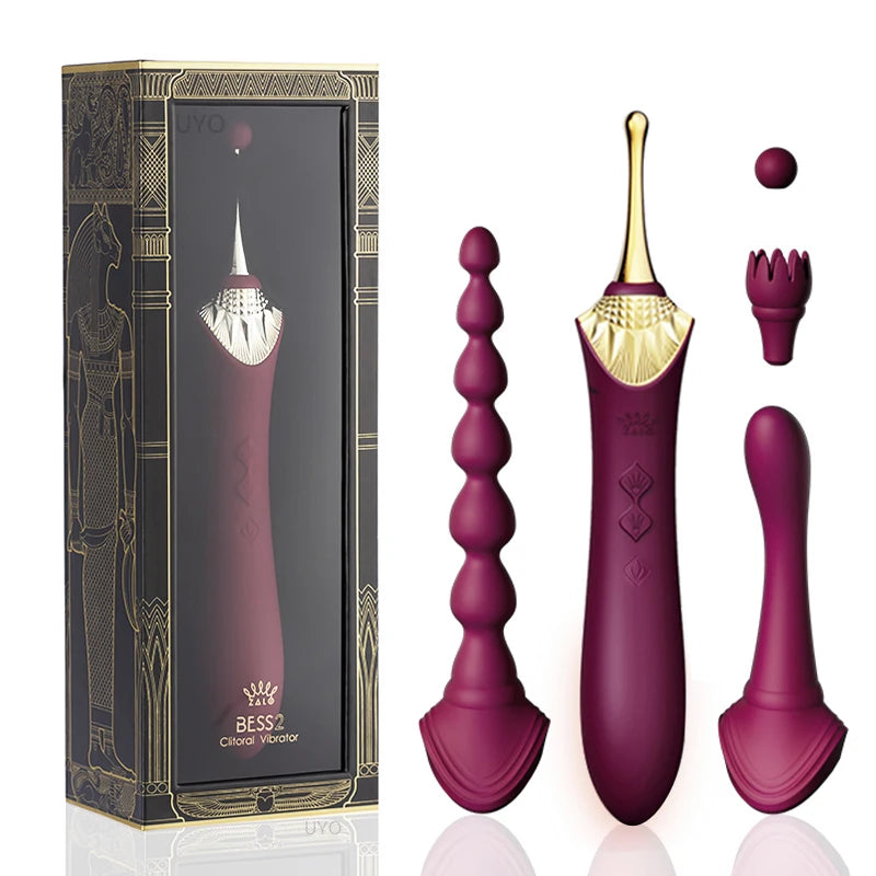 Luxury Interchangeable-Head Vibrator Gift Set featuring multiple heads for personalized pleasure