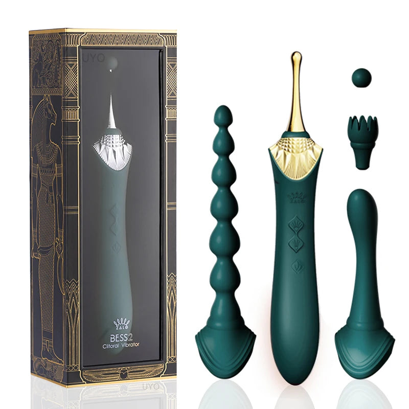 Luxury Interchangeable-Head Vibrator Gift Set with elegant design and multiple pleasure heads