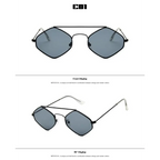 Luxury ladies sunglasses metal frame in unique geometric design with tinted lenses