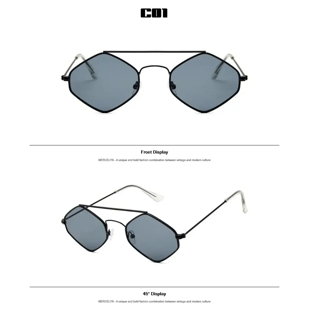 Luxury ladies sunglasses metal frame in unique geometric design with tinted lenses