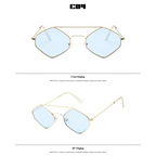 Luxury ladies sunglasses metal frame with unique vintage design and blue lenses