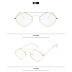 Luxury ladies sunglasses metal frame with unique hexagonal design and vintage-modern blend