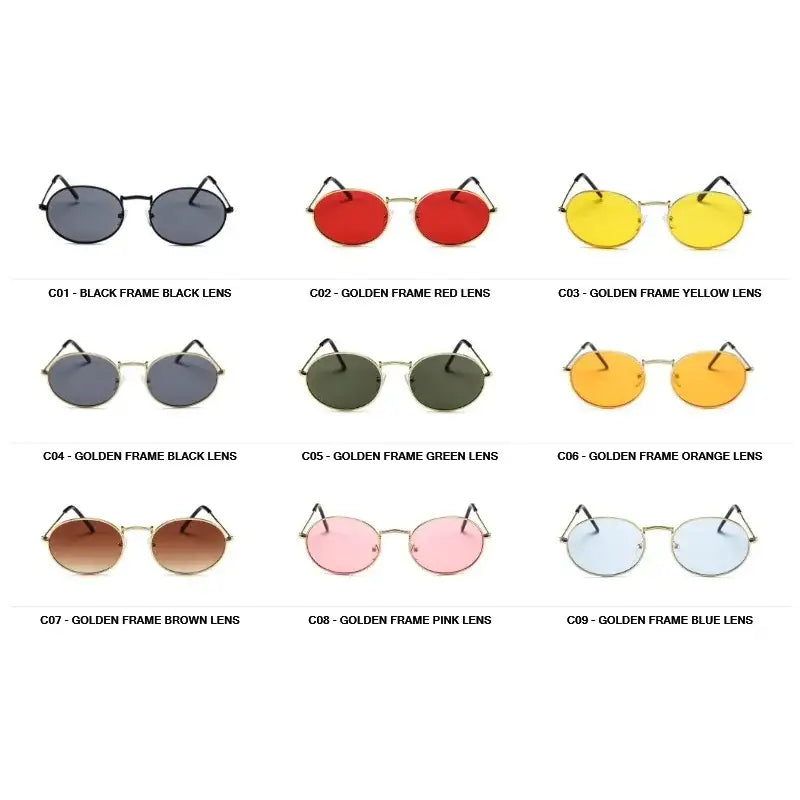Various styles of luxury oval sunglasses women with colorful lenses and elegant frames