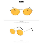 Luxury oval sunglasses women with yellow lenses and gold metal frames for a chic summer look