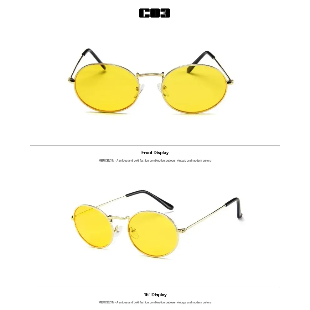 Luxury oval sunglasses women with yellow lenses and bold vintage-inspired design from The Lady's Haven Boutique