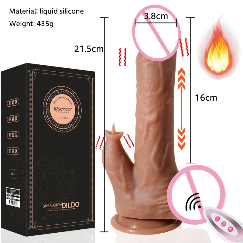 large telescopic vibrator for women realistic silicone dildo with suction base and clitoral stimulator