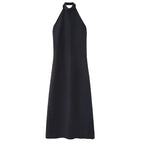The Lady's Haven Boutique navy blue formal evening dress sleeveless halter neck maxi dress