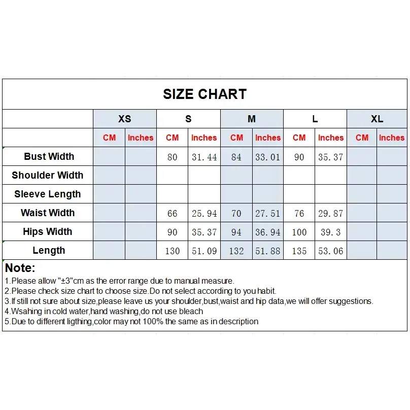 Size chart for navy blue formal evening dress maxi dress with measurements in centimeters and inches
