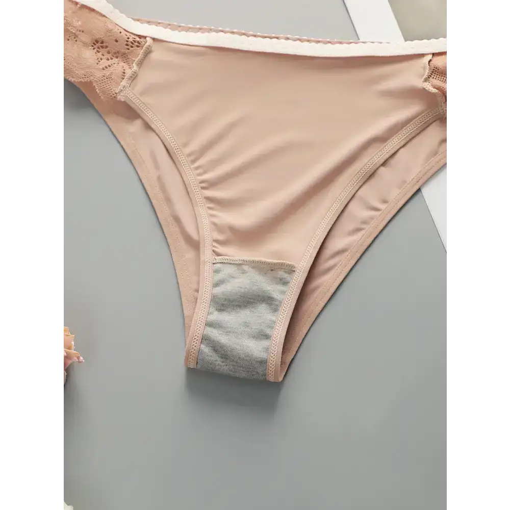 Beige lace and smooth fabric panty from wire support bra and panty set by The Lady's Haven Boutique