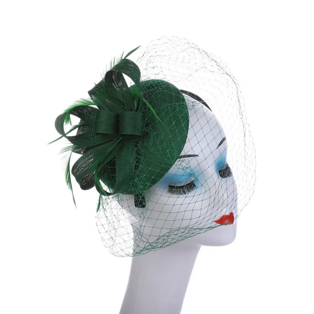 New Fascinator Pillox Hat Wedding Bridal Veil Fascinator Mesh Lace Headband Tea Party Feather Fascinator Hats for Women