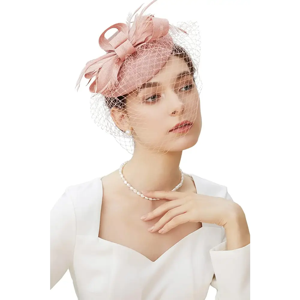 New Fascinator Pillox Hat Wedding Bridal Veil Fascinator Mesh Lace Headband Tea Party Feather Fascinator Hats for Women