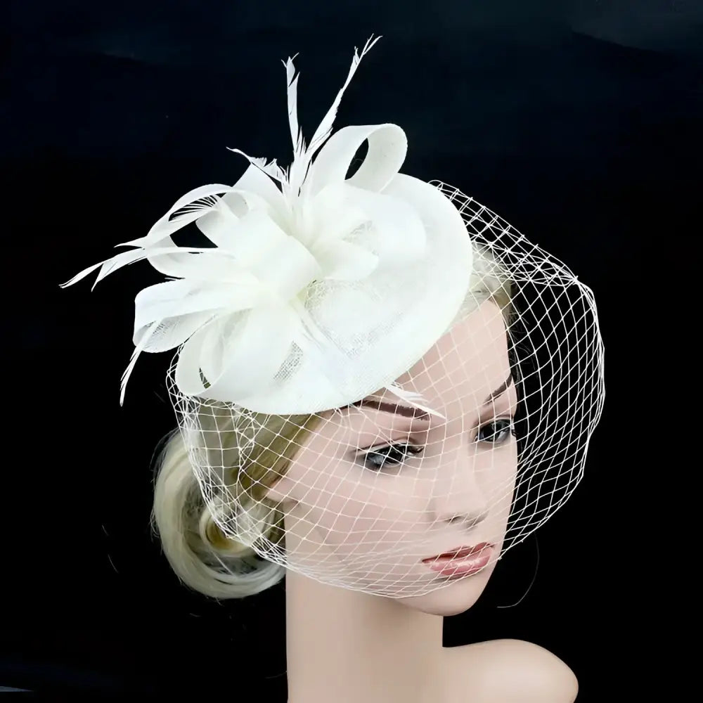 New Fascinator Pillox Hat Wedding Bridal Veil Fascinator Mesh Lace Headband Tea Party Feather Fascinator Hats for Women