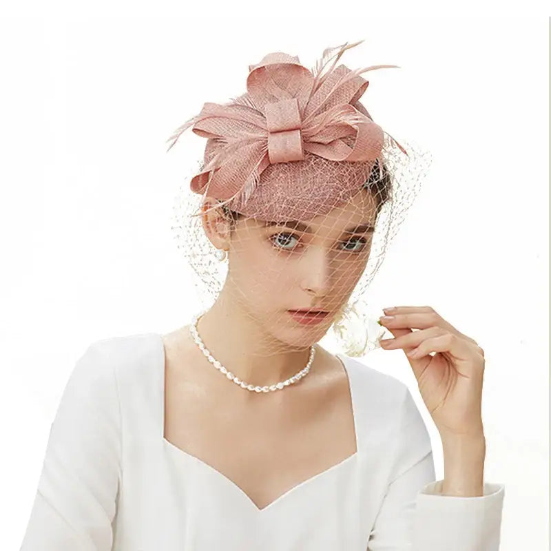 New Fascinator Pillox Hat Wedding Bridal Veil Fascinator Mesh Lace Headband Tea Party Feather Fascinator Hats for Women