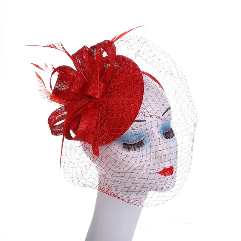 New Fascinator Pillox Hat Wedding Bridal Veil Fascinator Mesh Lace Headband Tea Party Feather Fascinator Hats for Women