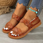 Brown non slip flat heel summer sandals with braided straps by The Lady's Haven Boutique