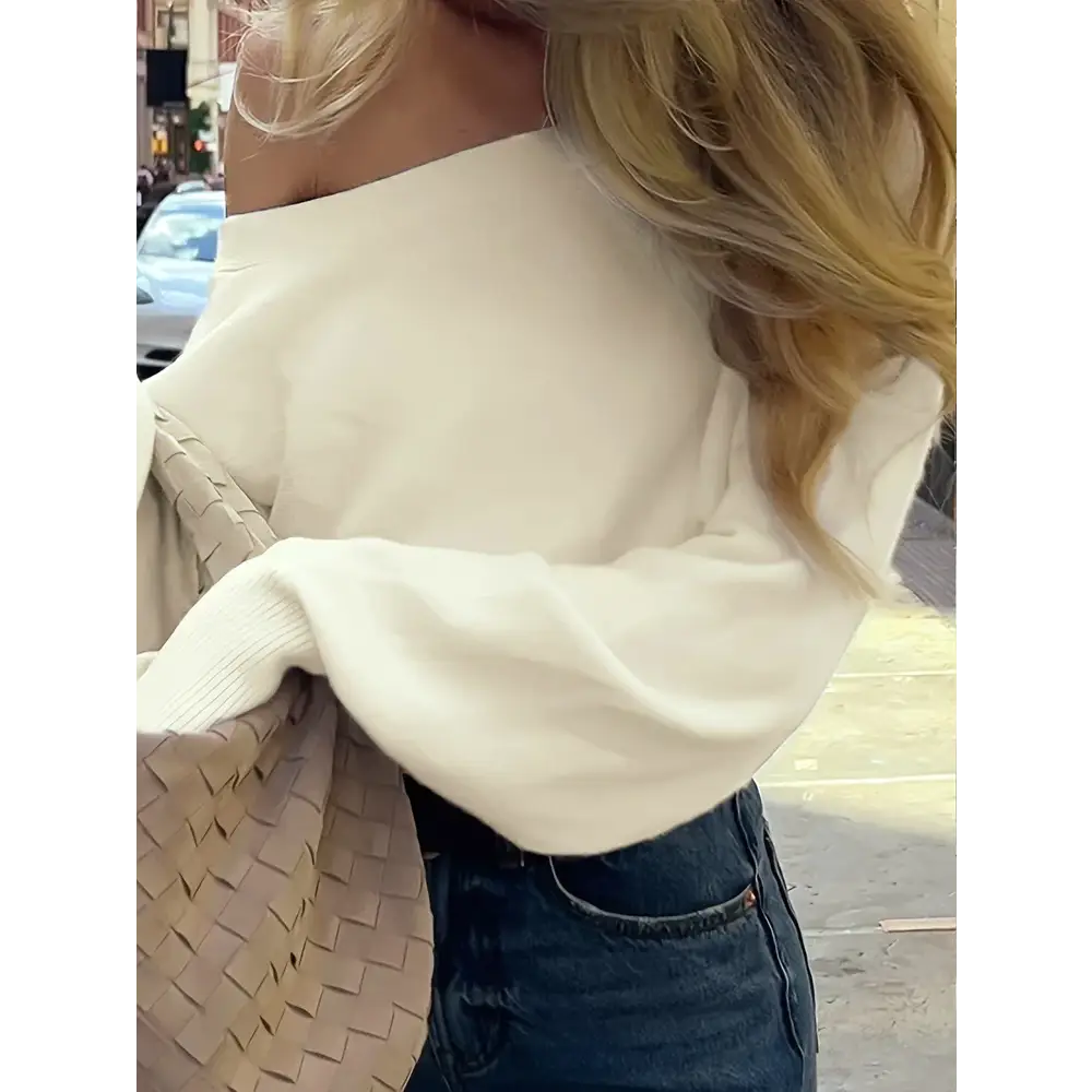 Off-Shoulder Knit Sweater – Plus Size - Sweaters - Plus Size