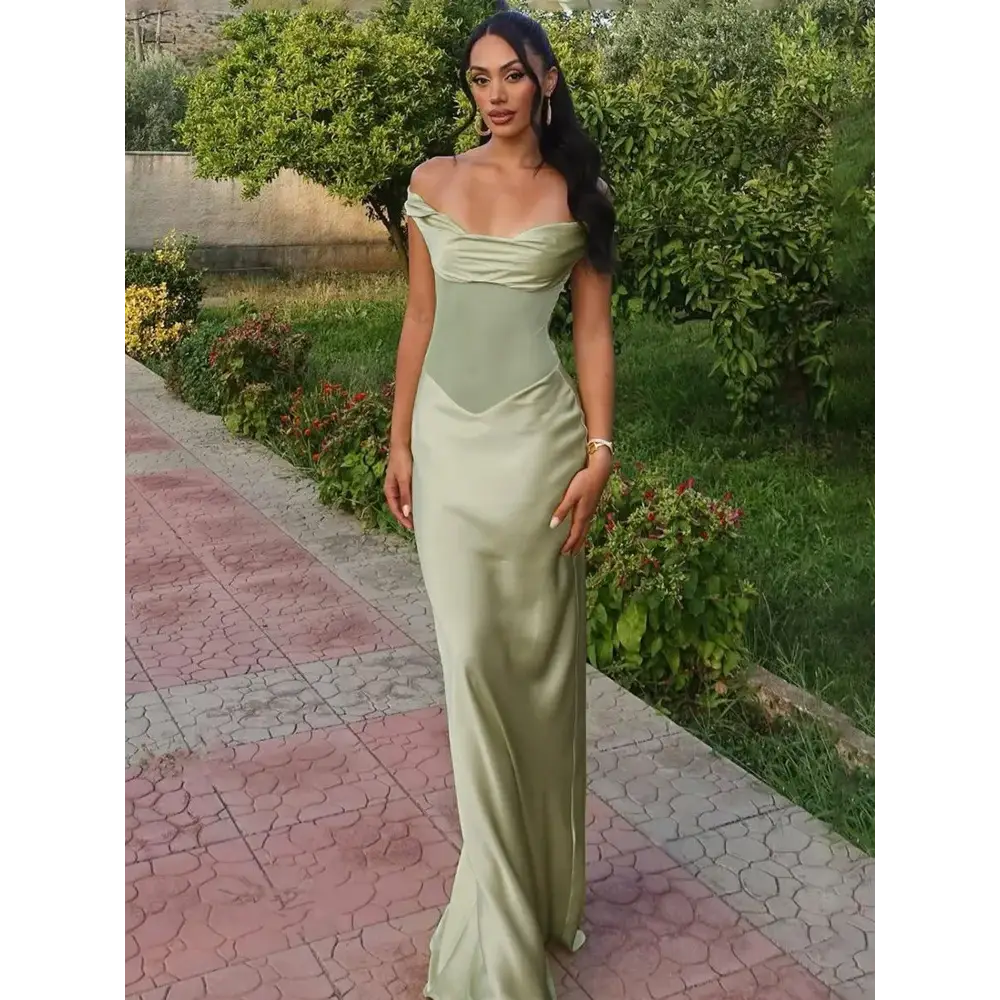 Mozision Off-shoulder Backless Sexy Maxi Dress For Women Fashion Patchwork Strapless Sleeveless Bodycon Club Party Long