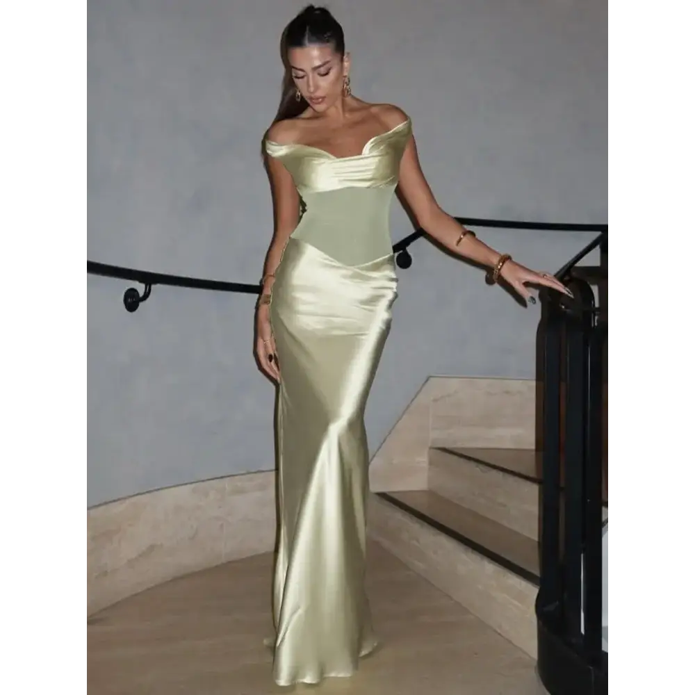 Mozision Off-shoulder Backless Sexy Maxi Dress For Women Fashion Patchwork Strapless Sleeveless Bodycon Club Party Long