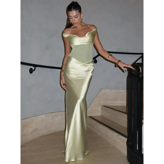 Mozision Off-shoulder Backless Sexy Maxi Dress For Women Fashion Patchwork Strapless Sleeveless Bodycon Club Party Long