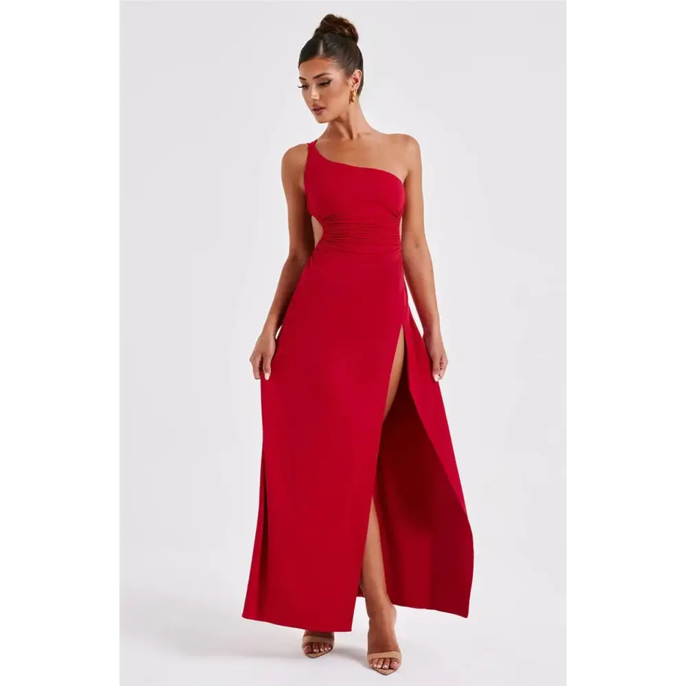 Mozision One Shoulder Diagonal Collar Backless Sexy Maxi Dress For Women Robe Fashion Off-shoulder Sleeveless High