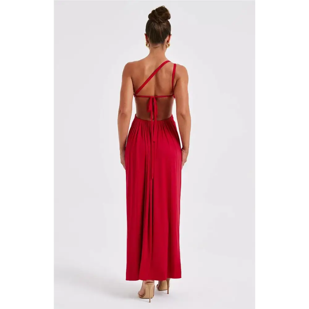 Mozision One Shoulder Diagonal Collar Backless Sexy Maxi Dress For Women Robe Fashion Off-shoulder Sleeveless High