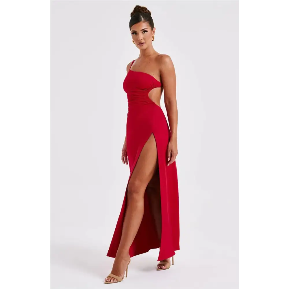 Mozision One Shoulder Diagonal Collar Backless Sexy Maxi Dress For Women Robe Fashion Off-shoulder Sleeveless High