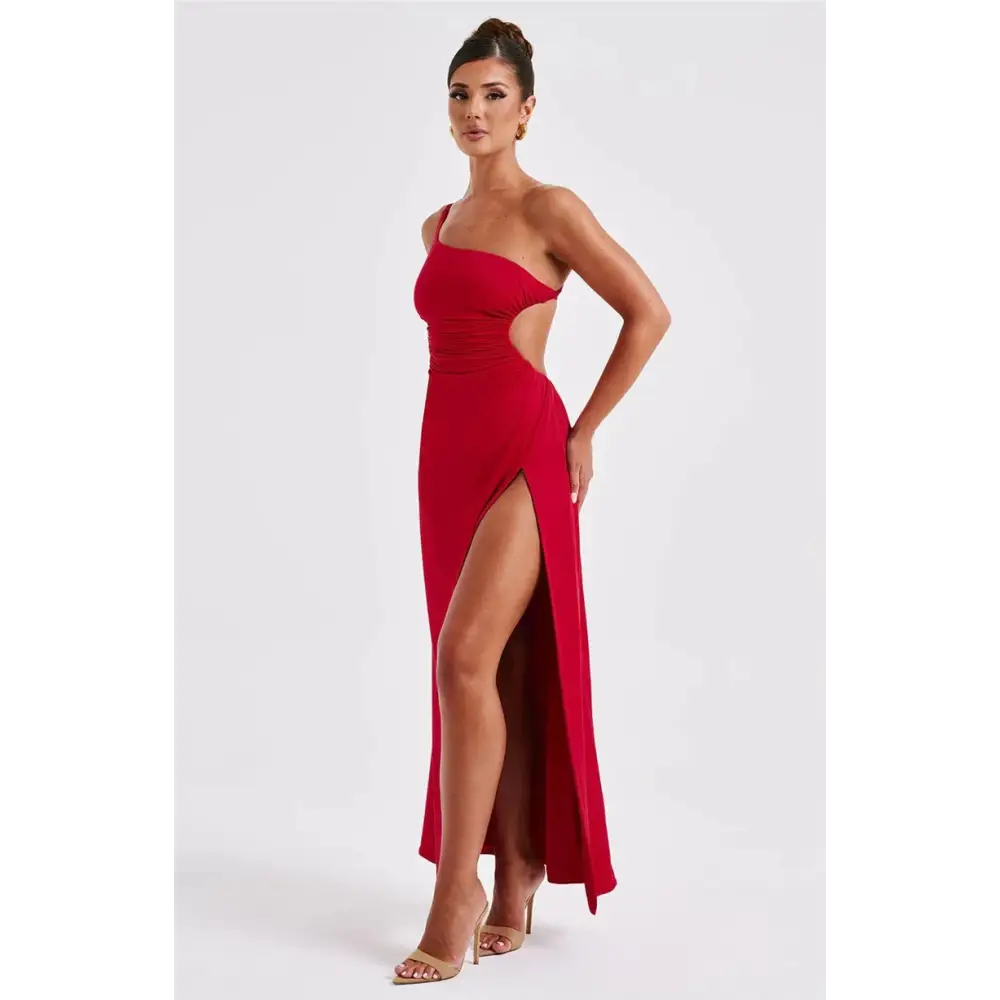 Mozision One Shoulder Diagonal Collar Backless Sexy Maxi Dress For Women Robe Fashion Off-shoulder Sleeveless High