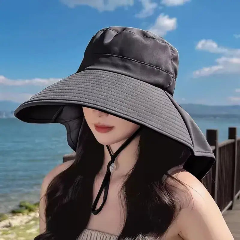Outdoor Sun Bucket Hat for Women Girls Fishing Hat Wide Brim Bucket Hat with Neck Cover 50 + UPF Protection Safari Cap