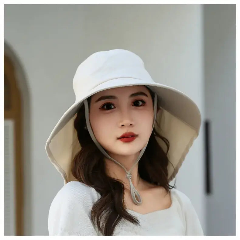 Outdoor Sun Bucket Hat for Women Girls Fishing Hat Wide Brim Bucket Hat with Neck Cover 50 + UPF Protection Safari Cap