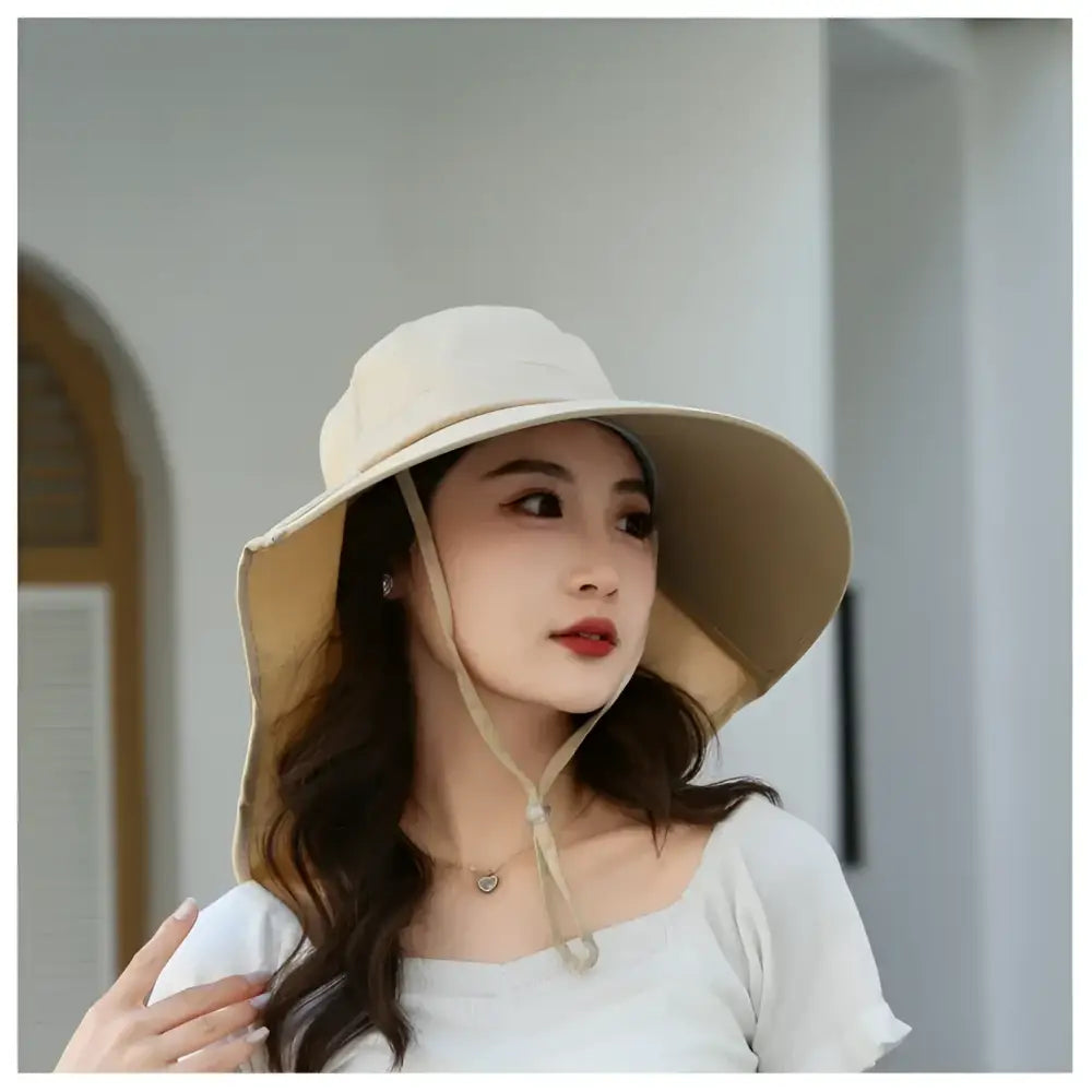 Outdoor Sun Bucket Hat for Women Girls Fishing Hat Wide Brim Bucket Hat with Neck Cover 50 + UPF Protection Safari Cap