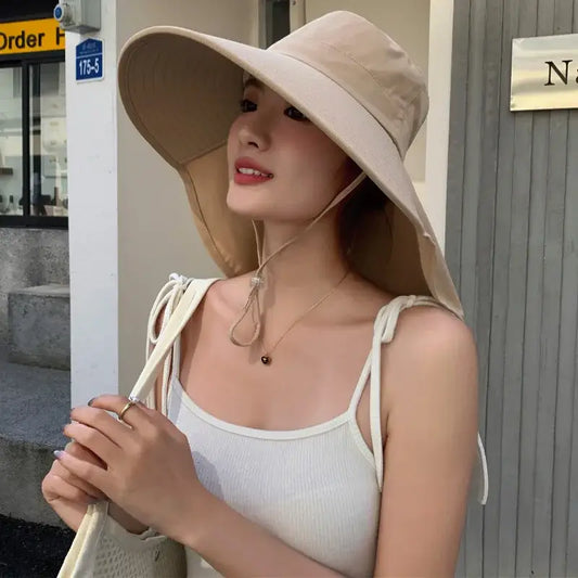 Outdoor Sun Bucket Hat for Women Girls Fishing Hat Wide Brim Bucket Hat with Neck Cover 50 + UPF Protection Safari Cap
