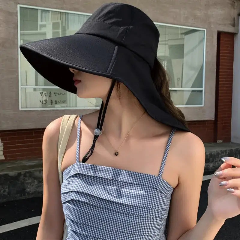 Outdoor Sun Bucket Hat for Women Girls Fishing Hat Wide Brim Bucket Hat with Neck Cover 50 + UPF Protection Safari Cap