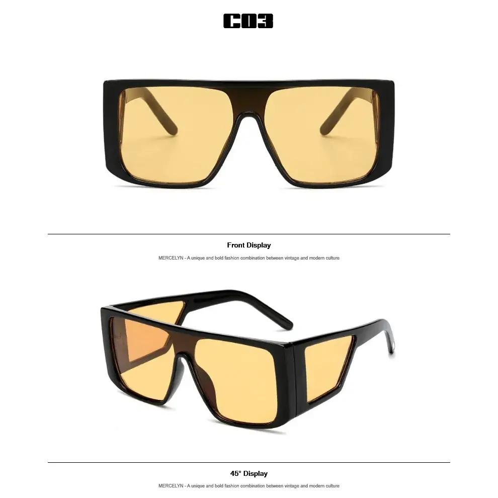 Oversize fashion sunglasses with a modern design and tinted yellow lenses for stylish sun protection