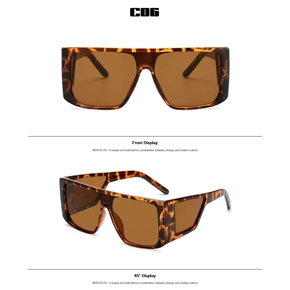 Front and side view of tortoise shell oversize fashion sunglasses with brown lenses