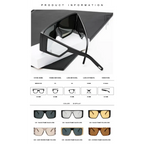 Trendy oversize fashion sunglasses in black with a sleek geometric frame design