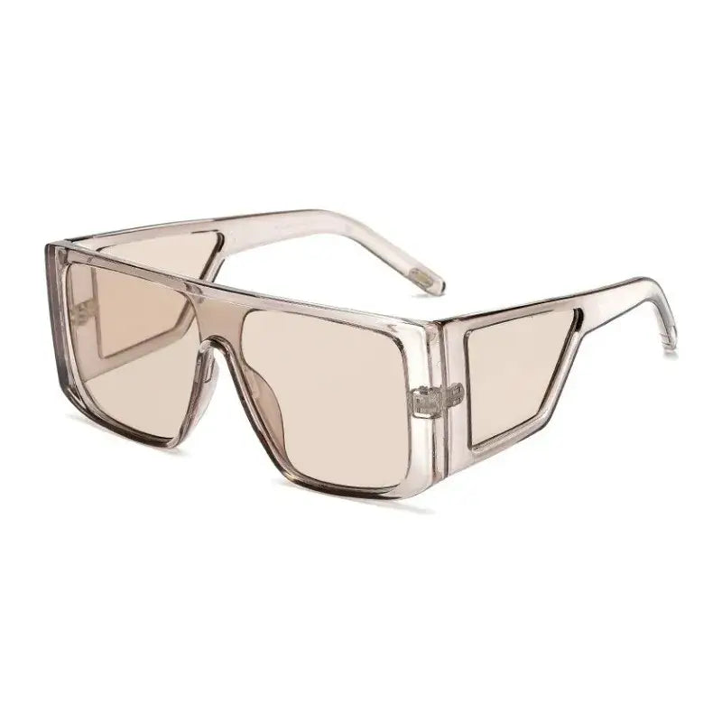 Stylish oversize fashion sunglasses in clear frames with brown tinted lenses for a chic look