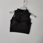 Black Padded Gym Crop Top with Sleeveless Design and Stylish Neckline from The Lady's Haven Boutique