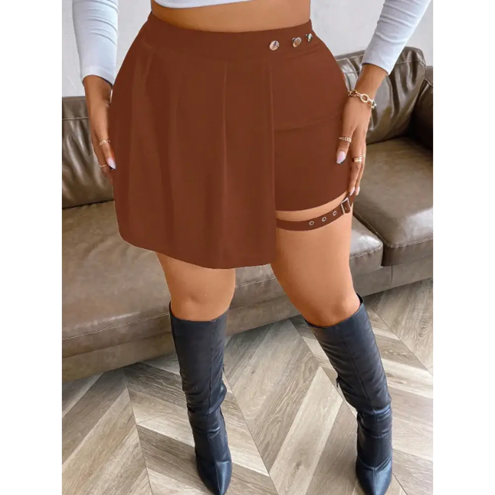 Plus Size 2024 Spring And Summer New Flared Skirt Ladies Fashion Versatile Black Casual Mini Skirt Pleated Fluffy Short